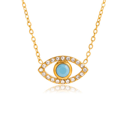 18K Gold Evil Eye Dainty Pendant Turquoise Necklace