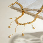 18K Gold Butterfly Necklace Cuban Link Choker
