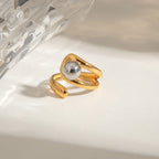 18K Gold and Silver Two Tone Single Point Statement Cuff Ring