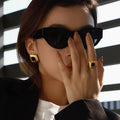 18K Gold Golden Age Black Onyx Statement Stud Earrings