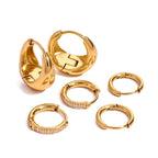 18K Gold Soft statement Small Hoop Huggie Earrings Set