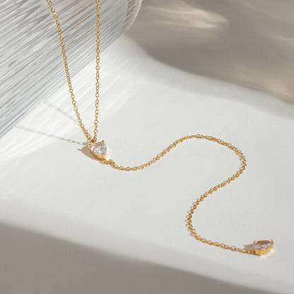 18K Gold Minimalist Lariat Necklace