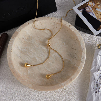 18K Gold Allure Teardrop Adjustable Lariate Chain Necklace