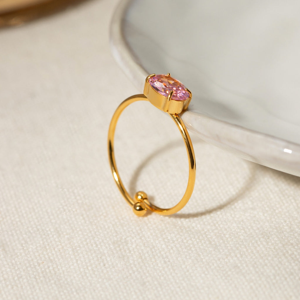 18K Gold Classic Gemstone Stacking Ring