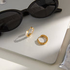 18K Gold Diamond Fever Small Hoop Huggie Earrings