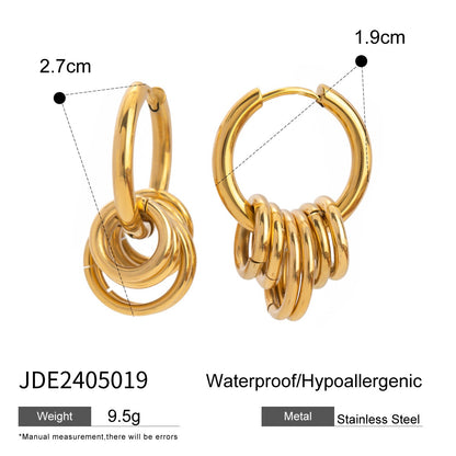 18K Gold and Silver Two Tone Sweet Motion Dangle Hoop Earrings