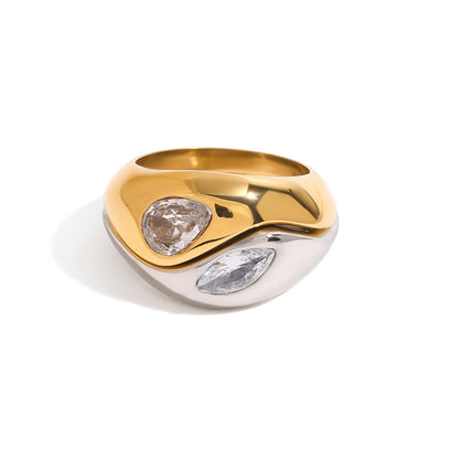 18K Gold and Silver Two Tone Intertwined Statement Ring