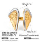18K Gold and Silver Two Tone Angel Wings Cuff Ring