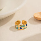 18K Gold Evil Eye Protection Band Ring
