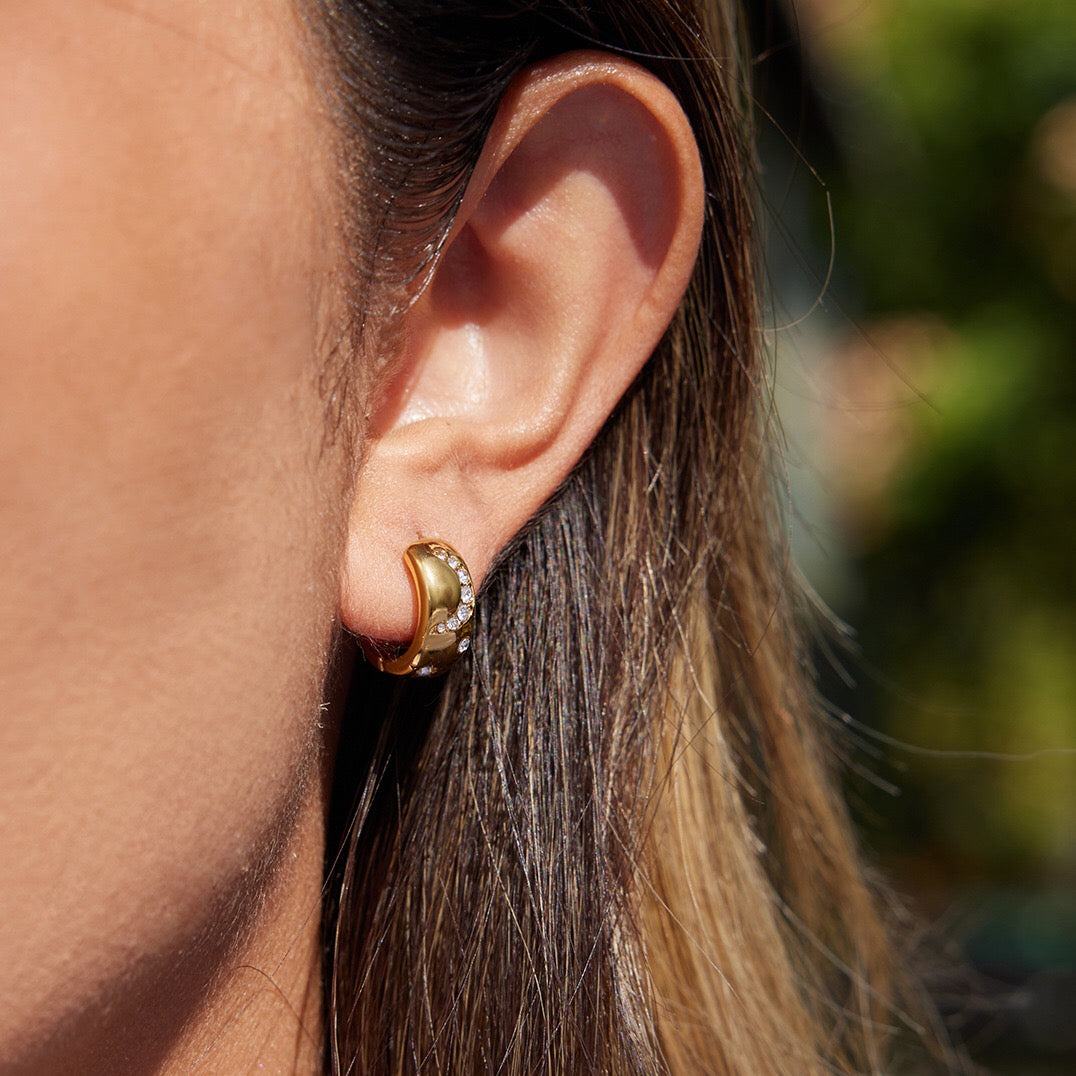 18K Gold Refined Glow Small Hoop Huggie Earrings Ear Cuffs Stack