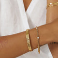 18K Gold Self Made Bezel Cuban Link Dainty Chain Bracelet