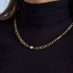 18K Gold One and Only Paperclip Circle Chain Long Necklace