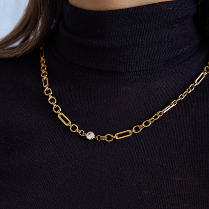 18K Gold One and Only Paperclip Circle Chain Long Necklace