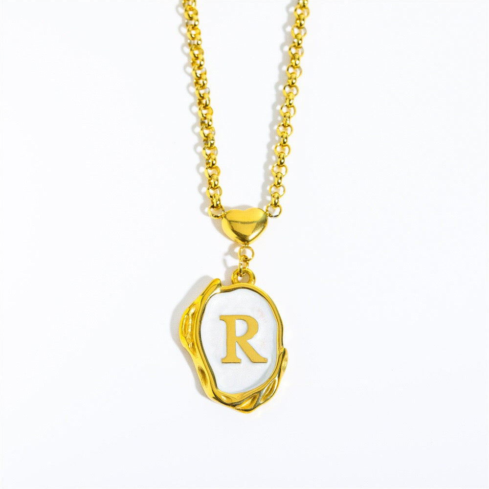 18K Gold Luxury Initial Pendant Necklace