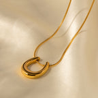 18K Gold Horseshoe Statement Pendant Necklace