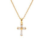 18K Gold Minimalist Crystal Cross Necklace