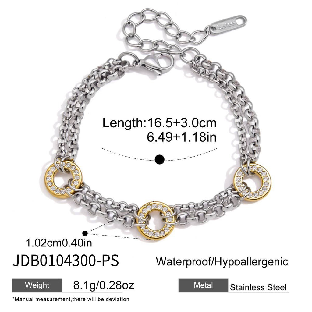 18K Gold and Silver Off Duty Two Tone Chain Bracelet