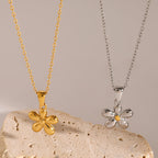 18K Gold Cherry Flower Pendant Necklace