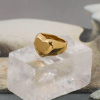 18K Gold Puffy Heart Signet Ring
