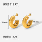 18K Gold Chunky C Shape Huggie Earrings