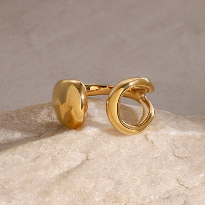 18K Gold Smooth Geometric Statement Cuff Ring