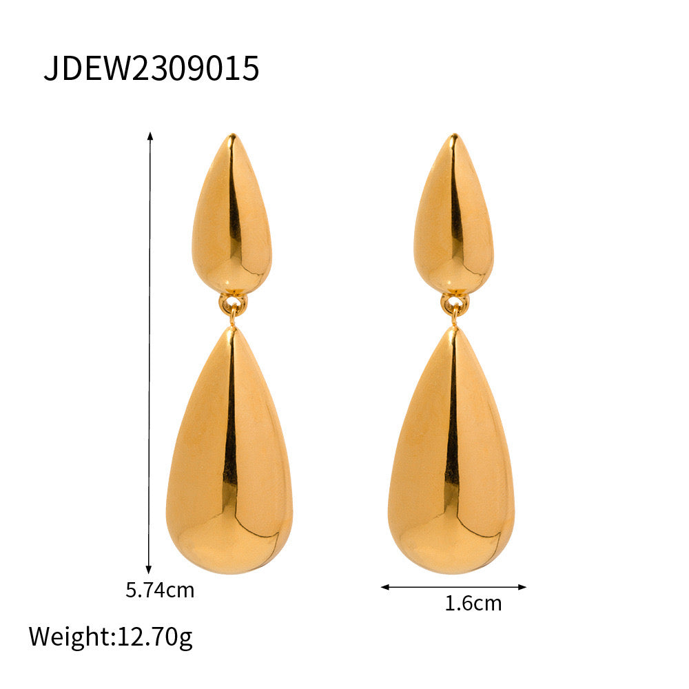 18K Gold Raindrop Drop Dangle Statement Earrings
