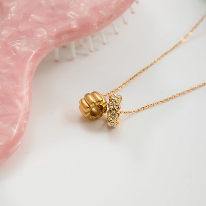 18K Gold Flower Memory Dainty Ring Pendant Necklace