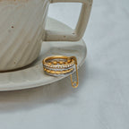 18K Gold and Silver Two Tone Safety Pin Spinelli Connected Multi Layers Stacking Ring
