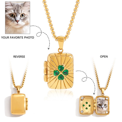 18K Gold Keepsake Heart Book Locket Pendant Box Chain Necklace