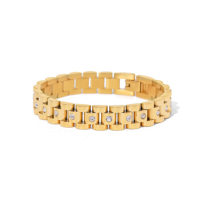 18K Gold Main Character Bling Watch Band Chain Bracelet