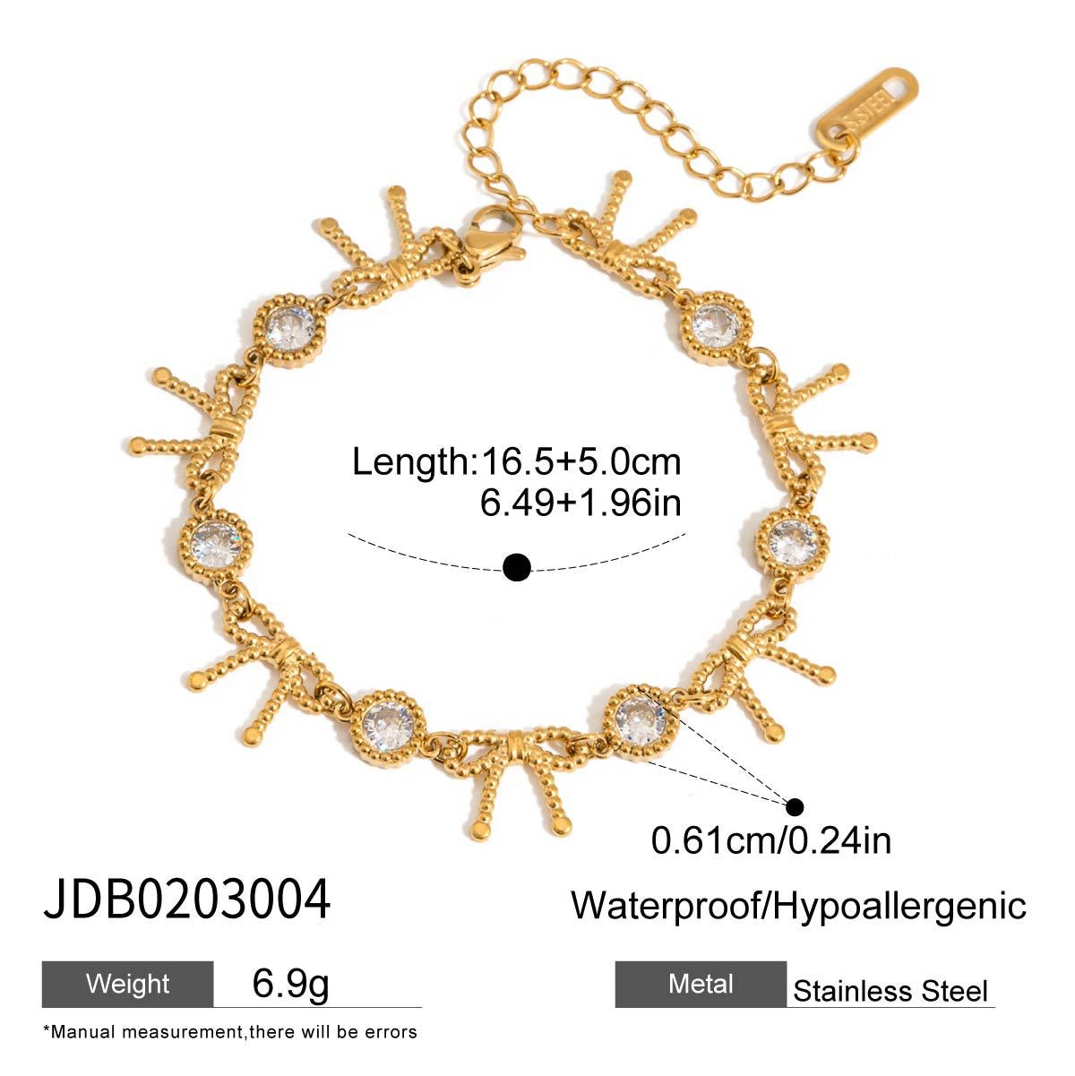 18K Gold Dreamy Bling Heart Bow Tennis Chain Bracelet Stack