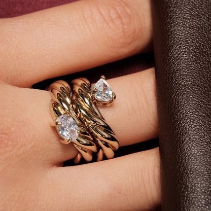 18K Gold Ravish Wavy Form Stacking Rings