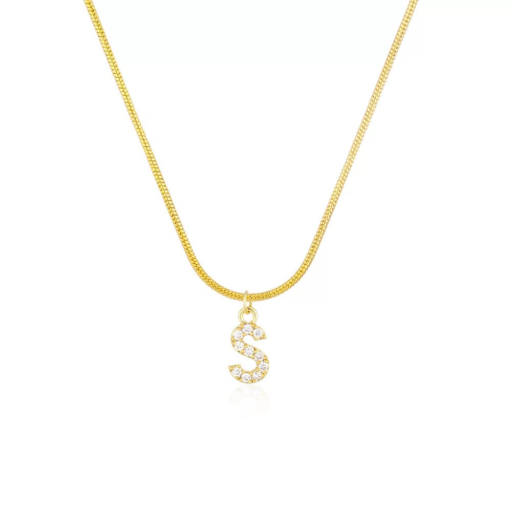 18K Gold Minimalist Glam Initial Necklace