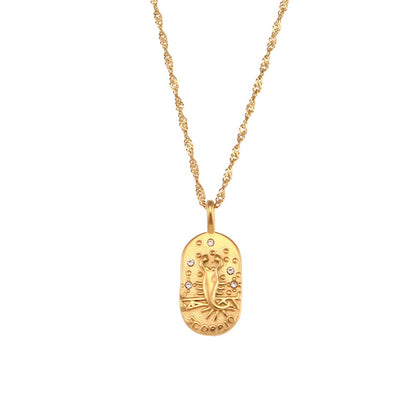 18K Gold Starry Zodiac Pendant Necklace