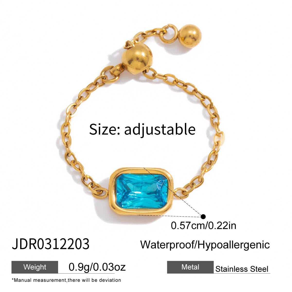 18K Gold Daydream Pink Butterfly Color Stones Adjustable Chain Ring