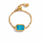 18K Gold Daydream Pink Butterfly Color Stones Adjustable Chain Ring