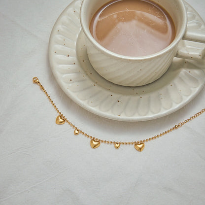 18K Gold Waterproof Flipped Heart Dainty Hand Jewelry Chain Bracelet