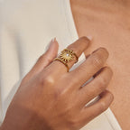 18K Gold Sunbeam Chunky Statement Sun Ring