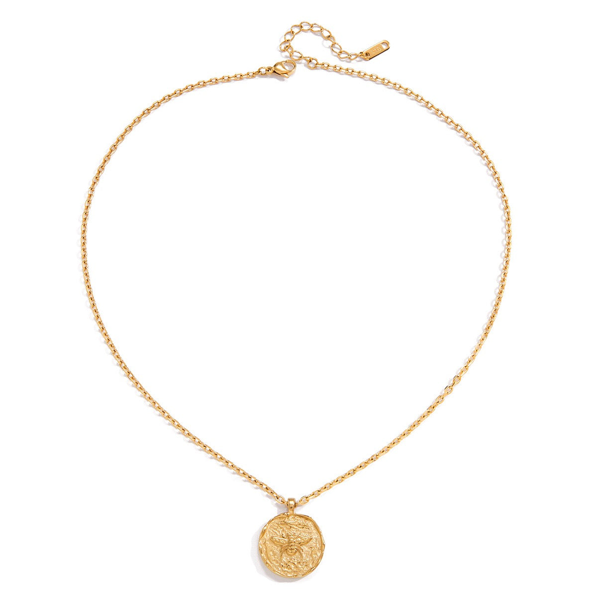 18K Gold Queen Bee Coin Pendant Necklace