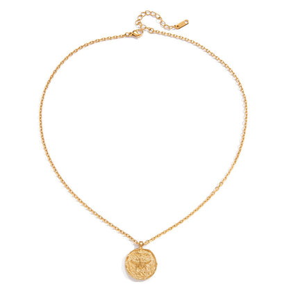 18K Gold Queen Bee Coin Pendant Necklace