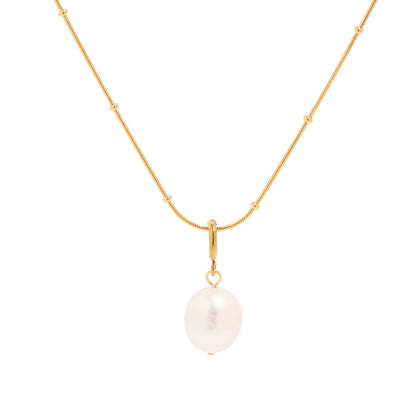 18K Gold Classic Dainty Pearl Pendant Necklace