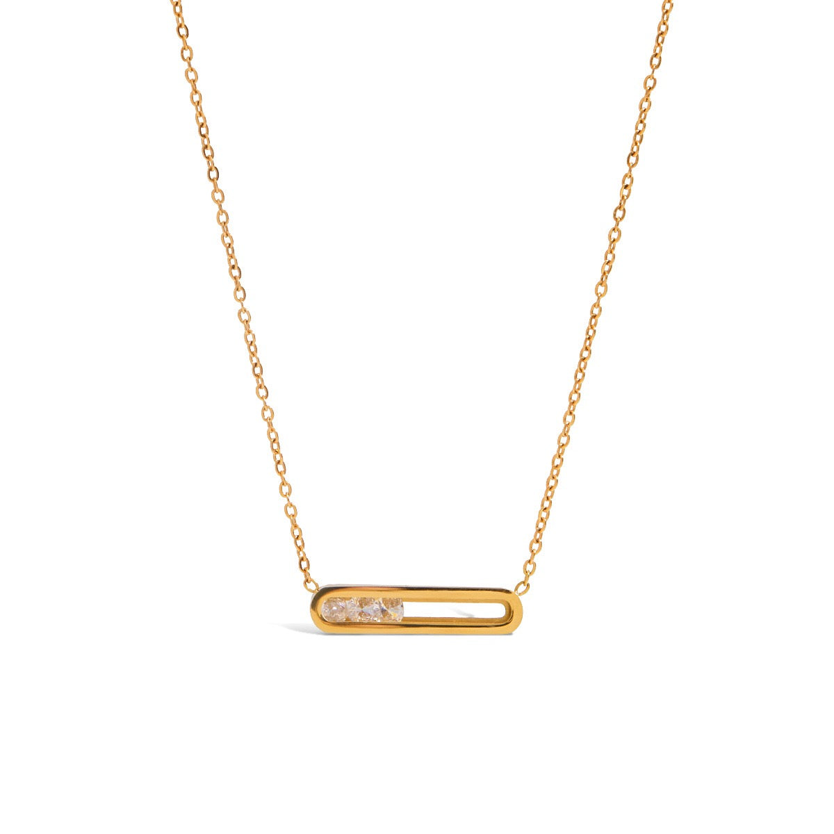 18K Gold Sliding Jewel Pendant Herringbone Snake Chain Layered Necklace Set