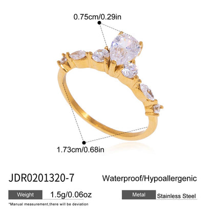 18K Gold Raindrop Elegant Statement Cocktail Ring
