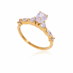 18K Gold Raindrop Elegant Statement Cocktail Ring