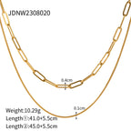 18K Gold Paperclip Chain Dainty Layered Necklace Set