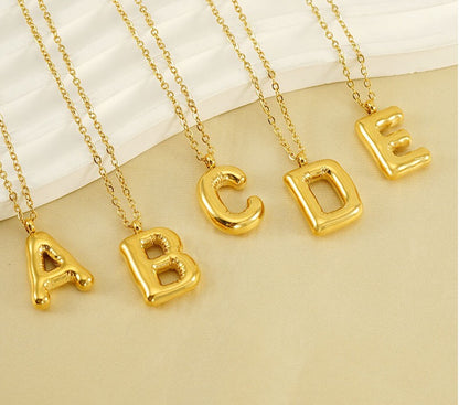 18K Gold Balloon Initial Pendant Necklace