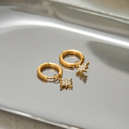 18K Gold Little Wonders Small Hoop Dangle Cartilage Huggie Earrings with Charm