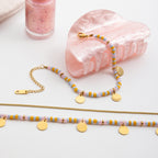 18K Gold Pastel Color Beaded Chain Bracelet