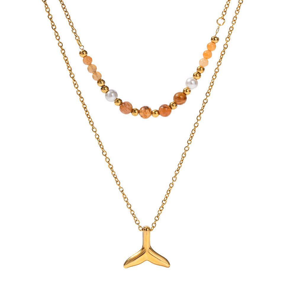 18K Gold Whale Tail Layered Necklace