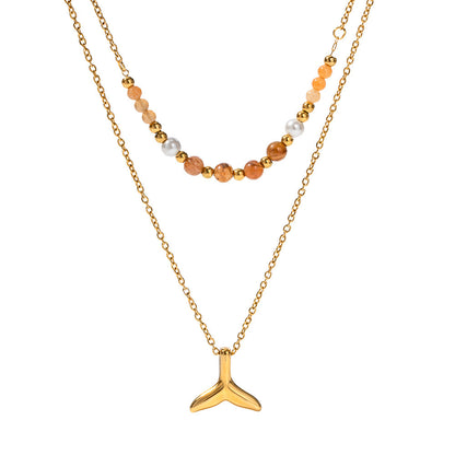 18K Gold Whale Tail Layered Necklace